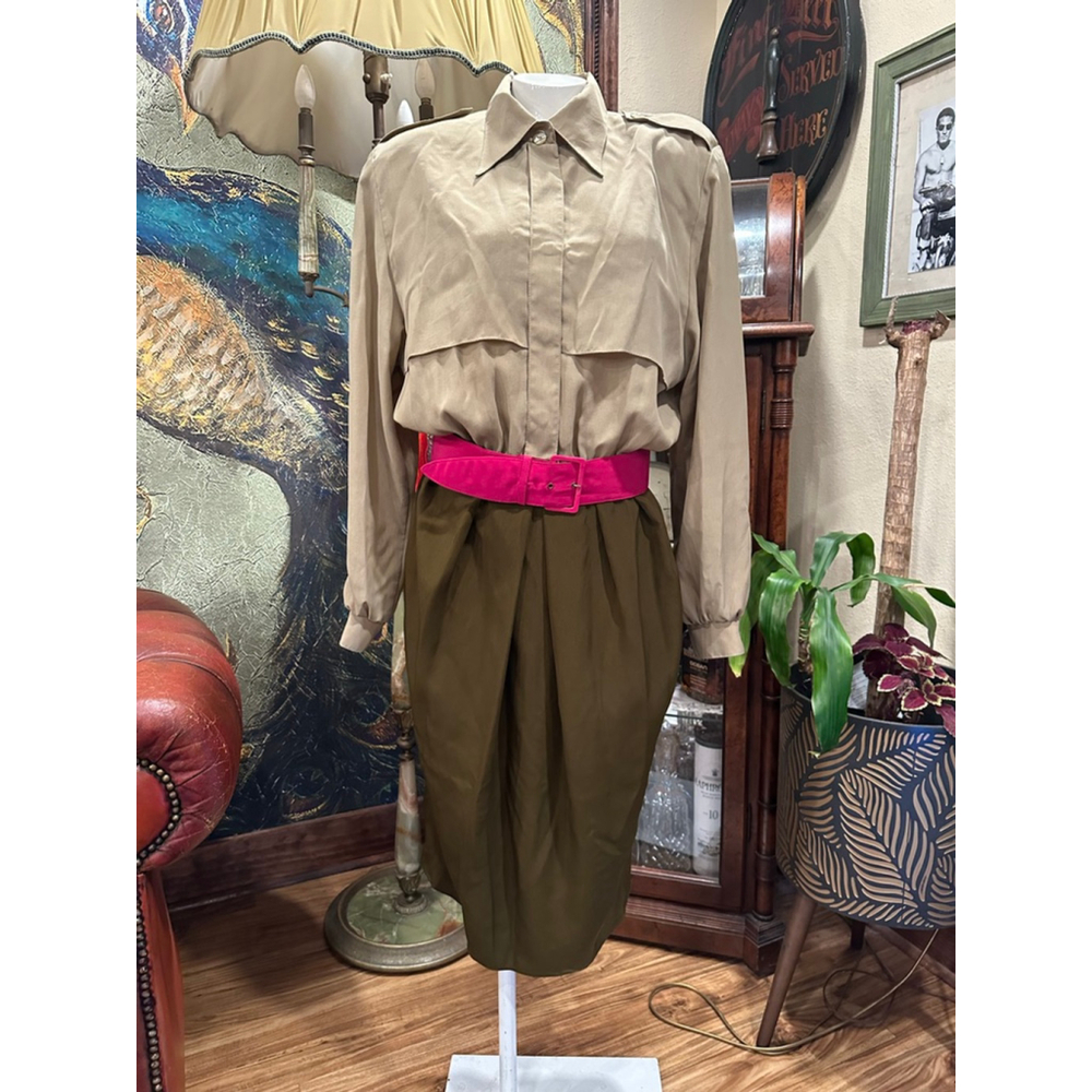 Caron Dress Women's Size 12 Khaki and Olive